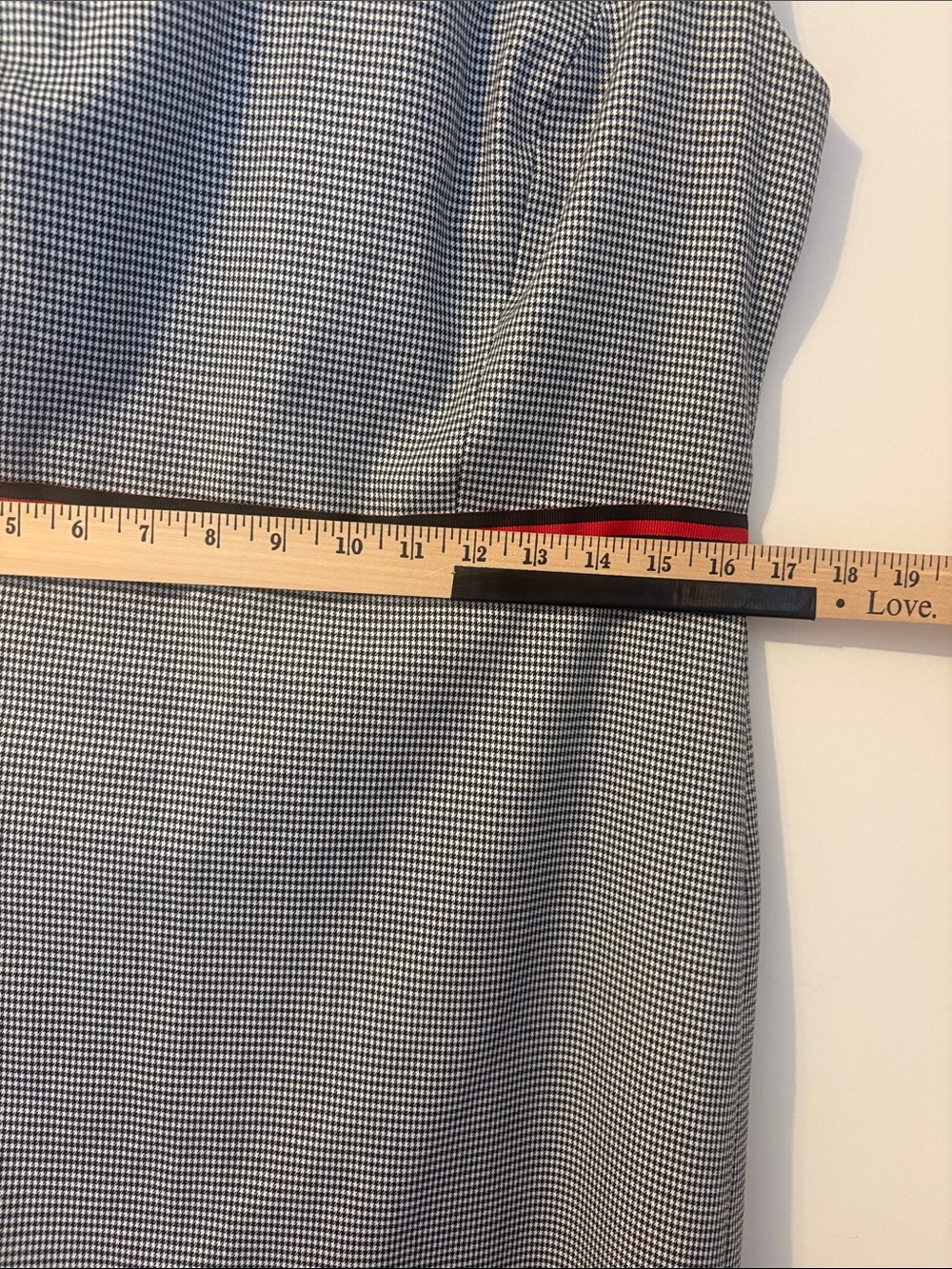 Talbots Checkered Sleeveless Dress with Black Trim and Red Waistband - Picture 7 of 7